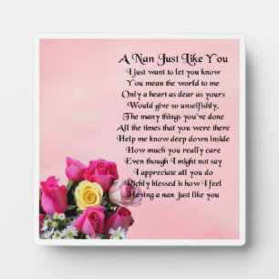 Nan Poem Plaque - Rose Design Fotoplatte