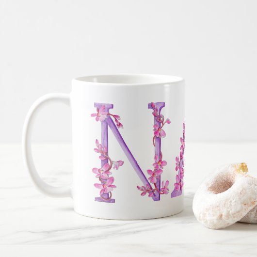 Nan-Text-Orchid lila-Rosa-Malerei Tasse (Mit Donut)