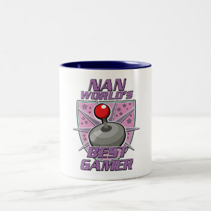 Nan World's best Gamer Retro-Logo Zweifarbige Tasse
