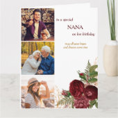 Nana 3 Photo Red Roses Birthday Karte (Vorderseite)