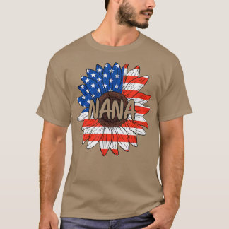 Nana 4th Of July Sunflower Cute Grandma Women Patr T-Shirt