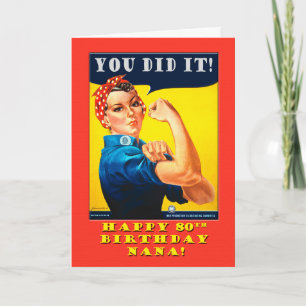 Nana 80. Geburtstag mit Rosie the Riveter Karte