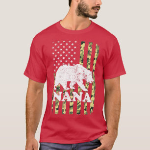 Nana Bear Camping Hiking Camouflage USA T-Shirt