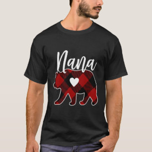 Nana Bear Christmas Buffalo Kariert Red White Blac T-Shirt