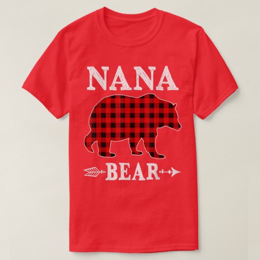 Nana Bear Christmas Pajama Roter Kariert Buffalo F T-Shirt (Design vorne)