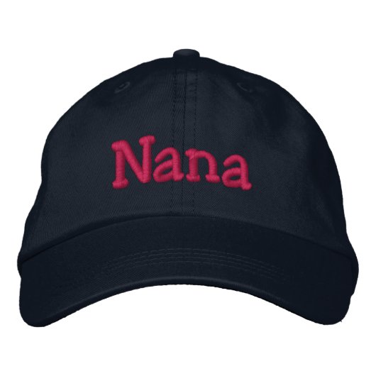 Nana bestickt Baseball Cap Navy Hot Pink Bestickte Baseballkappe (Vorderseite)