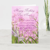 Nana Birthday Card - Rosa Weibchenblume mit Ver