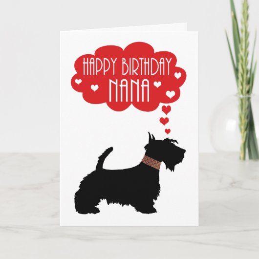 Nana Birthday mit Silhouette Scottish Terrier Karte (Vorderseite)