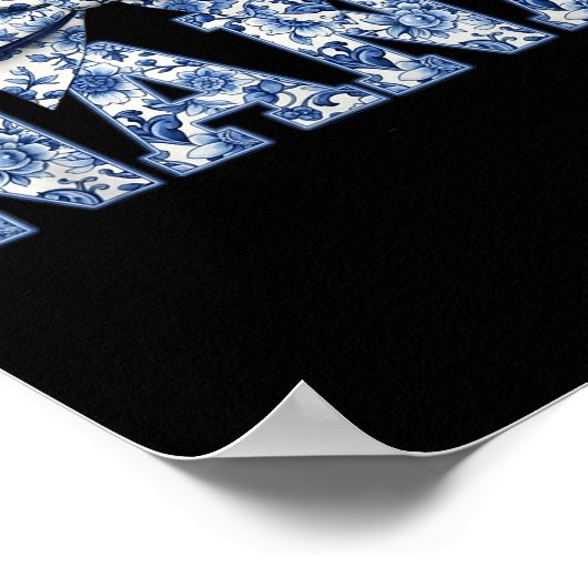 Nana- Blue White Chinoiserie Floral - Grandma Poster (Ecke)