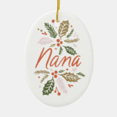 Nana Bright Holly Christmas Foto Keramik Ornament (Vorne)