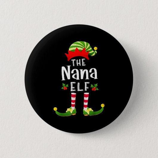 Nana Christmas Elf Matching Pajama X-mas Party Button (Vorderseite)