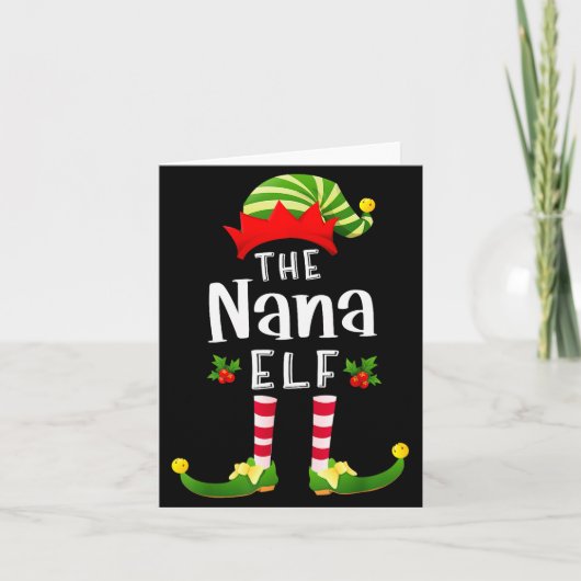 Nana Christmas Elf Matching Pajama X-mas Party Karte (Vorderseite)