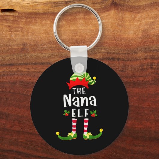 Nana Christmas Elf Matching Pajama X-mas Party Schlüsselanhänger (Vorderseite)