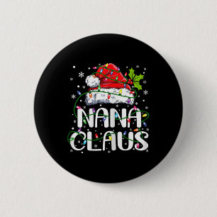Nana Claus Christmas Lights Pajama Familie Matchin Button