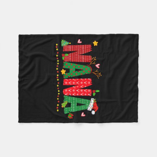 Nana Claus Christmas Lights Pajama Family Matching Fleecedecke (Vorderseite (Horizontal))