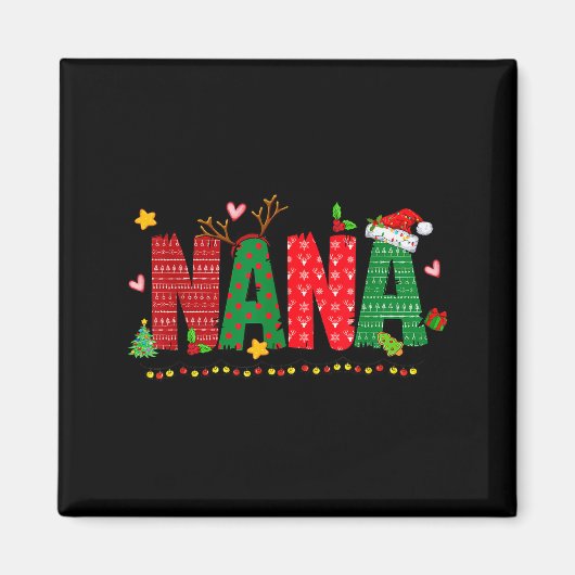 Nana Claus Christmas Lights Pajama Family Matching Magnet