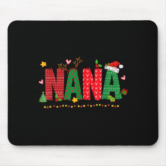 Nana Claus Christmas Lights Pajama Family Matching Mousepad (Vorne)
