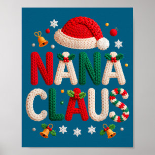 Nana Claus Gestrickte Design-Oma Pyjama-Familie Ma Poster