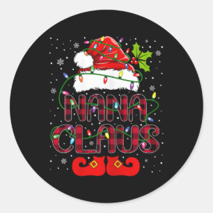 Nana Claus Merry Christmas Buffalo Karierte Weihna Runder Aufkleber
