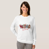 Nana Claus Retro-Weihnachtsdesign-T-Shirt T-Shirt (Vorne ganz)