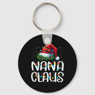 Nana Claus Weihnachtslichter-Pyjama-Familie passen Schlüsselanhänger