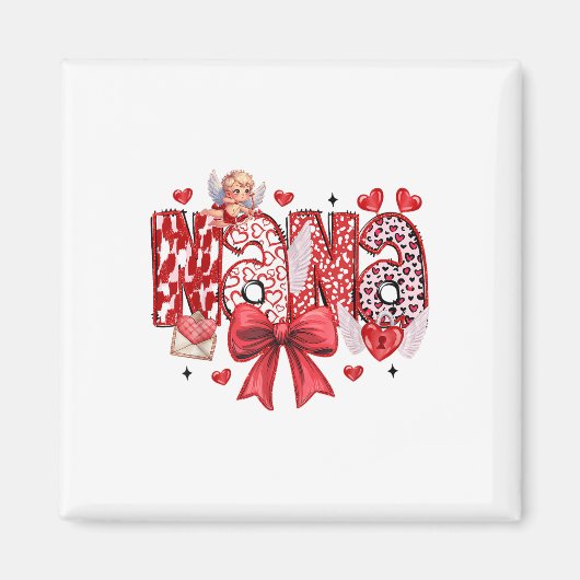 Nana Coquette Bow Happy Valentine Day Mama Mutter  Magnet (Vorne)