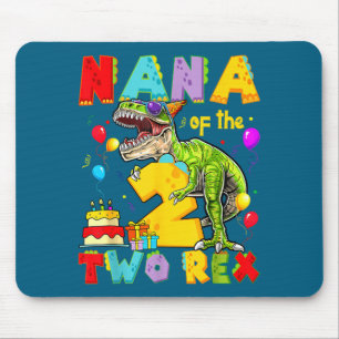 Nana der zwei Rex 2. Geburtstagsjunge Dinosaurier Mousepad