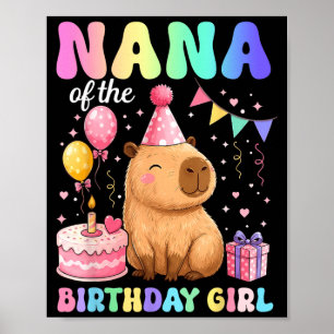 Nana des Geburtstagsmädchens Kawaii Capybara Famil Poster