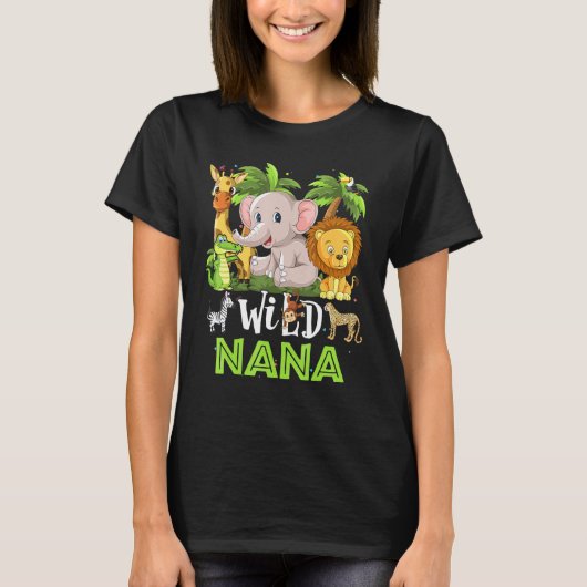 Nana des wilden Zoo Birthday Safari Jungle Animal T-Shirt (Vorderseite)