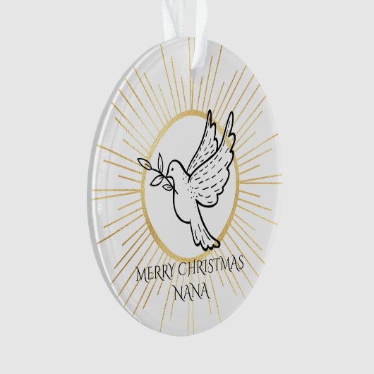 Nana Dove mit Olive Branch Gold Weißes Weihnachtsf Ornament (Vorderseite)