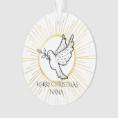 Nana Dove mit Olive Branch Gold Weißes Weihnachtsf Ornament (Vorderseite)