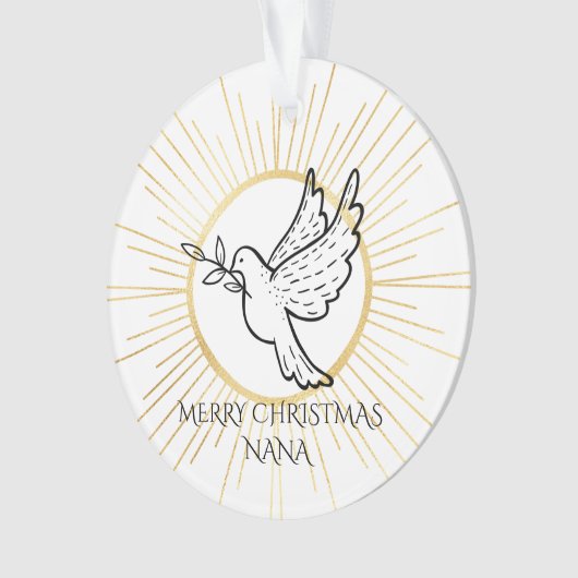 Nana Dove mit Olive Branch Gold Weißes Weihnachtsf Ornament (Vorderseite)