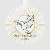 Nana Dove mit Olive Branch Gold Weißes Weihnachtsf Ornament (Vorderseite)