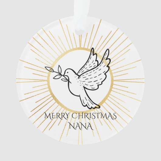 Nana Dove mit Olive Branch Gold Weißes Weihnachtsf Ornament (Vorderseite)