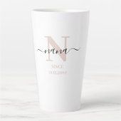 Nana Elegant Script Monogram Blush Pink Milchtasse (Vorderseite)