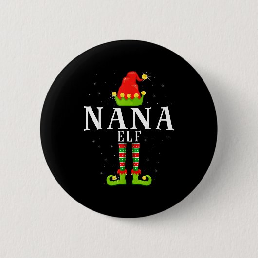 Nana Elf Christmas Matching Xmas Pajama Button (Vorderseite)