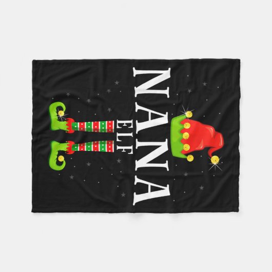 Nana Elf Christmas Matching Xmas Pajama Fleecedecke (Vorderseite (Horizontal))