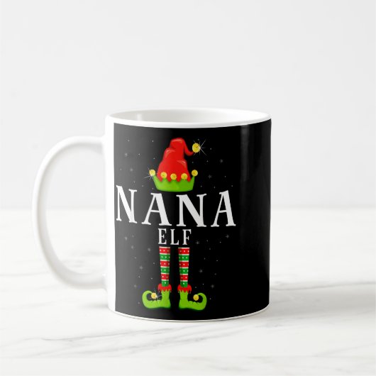 Nana Elf Christmas Matching Xmas Pajama Kaffeetasse (Links)