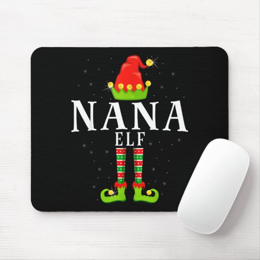 Nana Elf Christmas Matching Xmas Pajama  Mousepad (Mit Mouse)