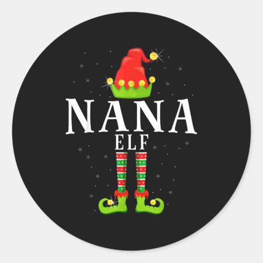 Nana Elf Christmas Matching Xmas Pajama Runder Aufkleber (Vorderseite)