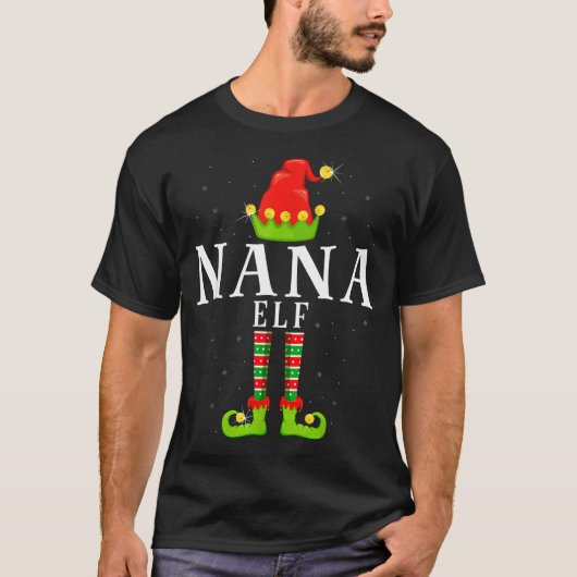 Nana Elf Christmas Matching Xmas Pajama T-Shirt (Vorderseite)