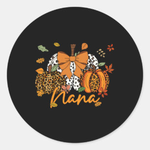 Nana Erntedank Leopard Pumpkin Coquette Bow Mama Runder Aufkleber
