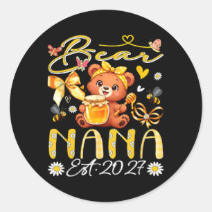 Nana Est 2027 Florale Fliege Mutterschaftstag Bär Runder Aufkleber