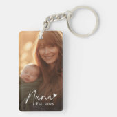 Nana Est Jahr handgeschriebene Schrift mit Herz-Fo Schlüsselanhänger (Rückseite)