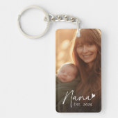 Nana Est Jahr handgeschriebene Schrift mit Herz-Fo Schlüsselanhänger (Vorderseite)