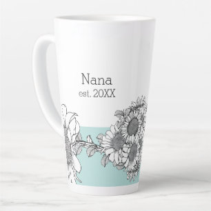Nana Est. Jahr handGezeichnet Sonnenblume Türkis Milchtasse