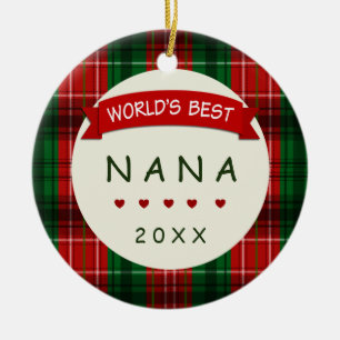Nana-Feiertags-karierte Keramik Ornament