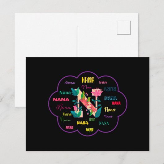 Nana Floral Blumen Name Initiale Postkarte (Vorne/Hinten)