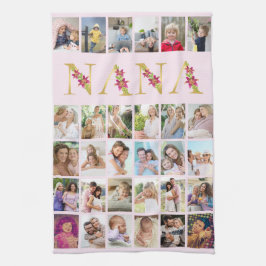 Nana Floral Letters 30 Vertikale FotoCollage Pink Geschirrtuch