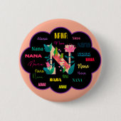 Nana Florales Blumenname Initial Button (Vorderseite)
